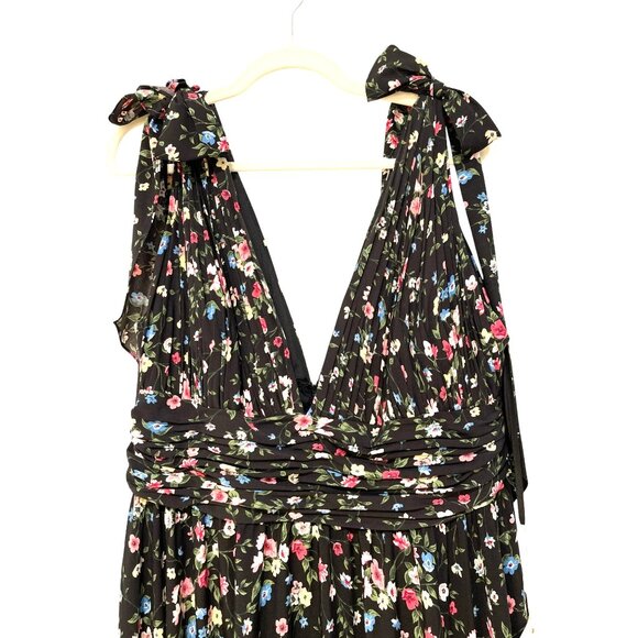 Mac Duggal Maxi Dress Tie-Shoulder Black Floral Gown Size 14 NWT - Picture 5 of 8